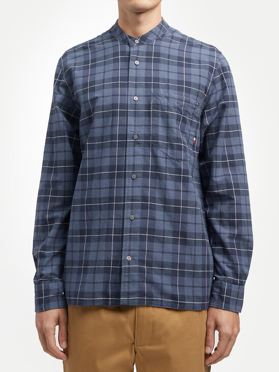 LINEN INDIGO CHECK SHIRT