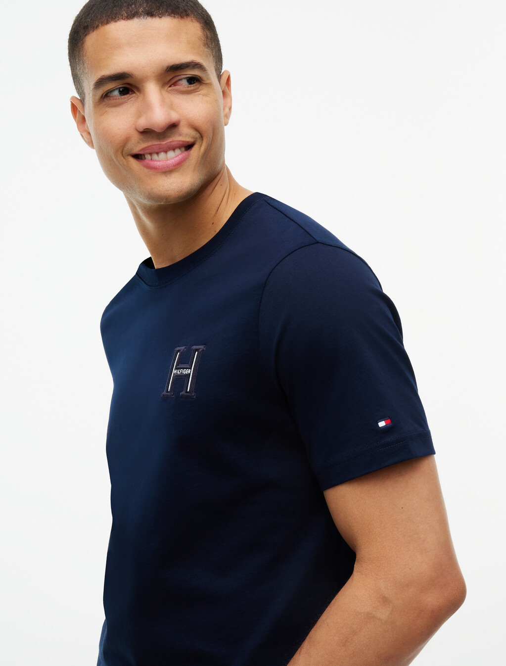 Varsity Logo Embroidery Crew Neck T-Shirt, Navy Blue, hi-res