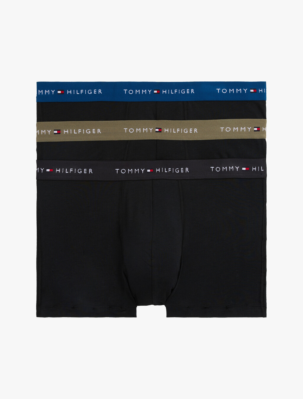 3-Pack Logo Waistband Trunks, Wdg Blu/Blk/Utlty Olv, hi-res