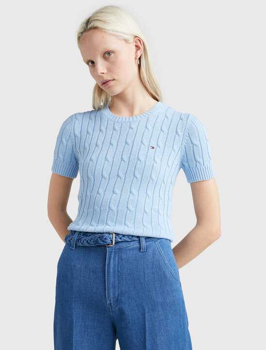 Cable Knit Short Sleeve Jumper