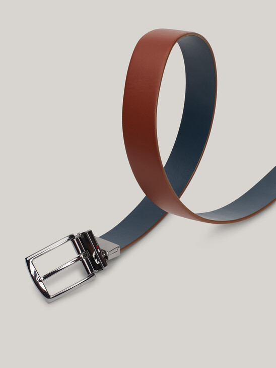 Denton Reversible Square Buckle Leather Belt