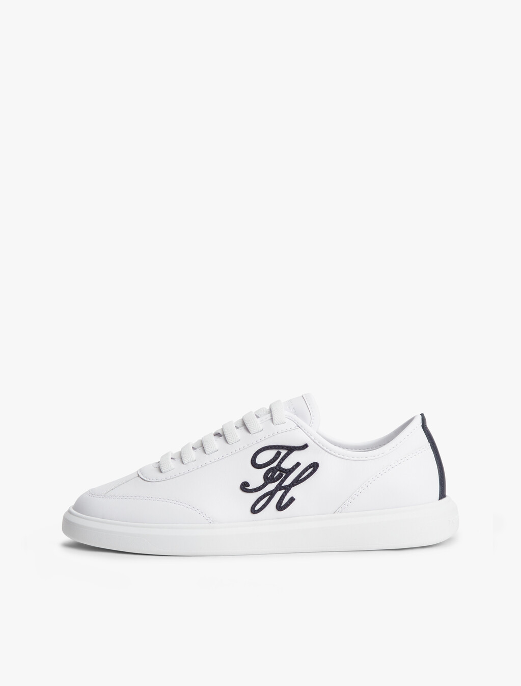 Logo Lightweight Leather Court Trainers, White/Space Blue, hi-res