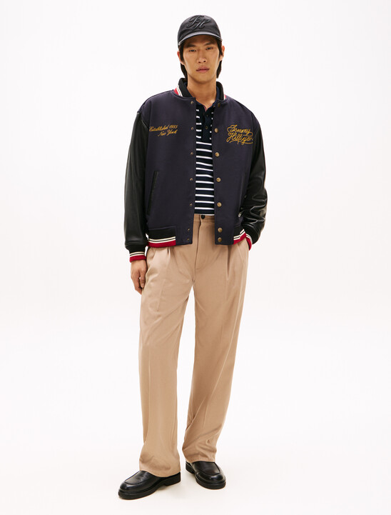 Wool Blend Leather Varsity Jacket