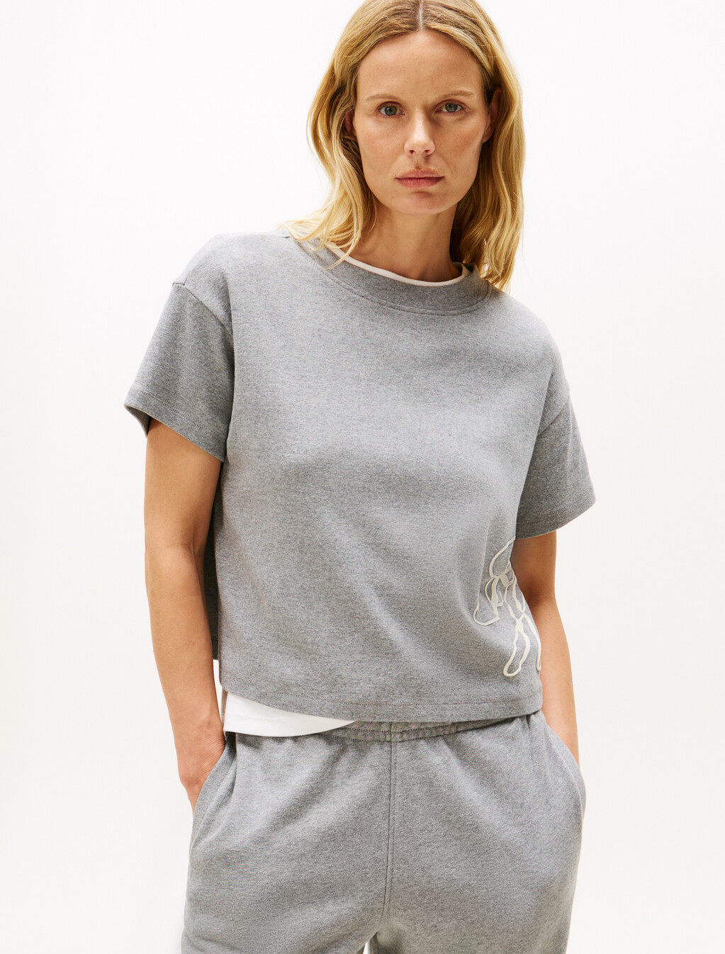 Logo Appliqué Relaxed T-Shirt, Med Grey Heather, hi-res