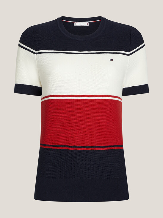 Rugby Stripe Short Sleeve Sweater