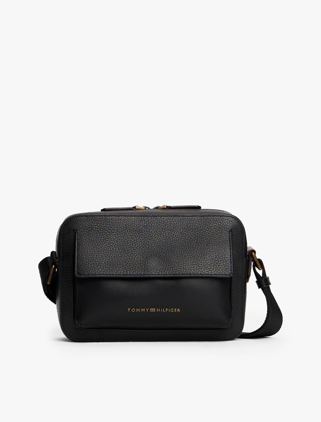 Casual Preppy Leather Crossbody Bag, Black, hi-res