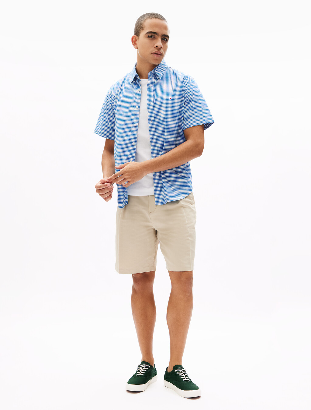 Oxford Gingham Short Sleeve Shirt, Shirt blue / Check, hi-res