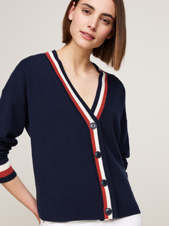 Global Stripe Wool Cashmere Cardigan