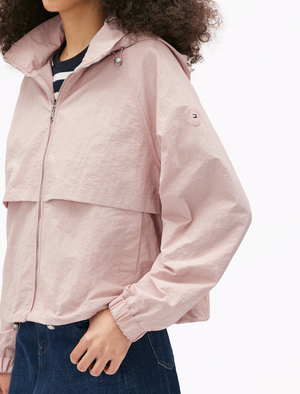 Short Nylon Windbreaker, Foggy Pink, hi-res