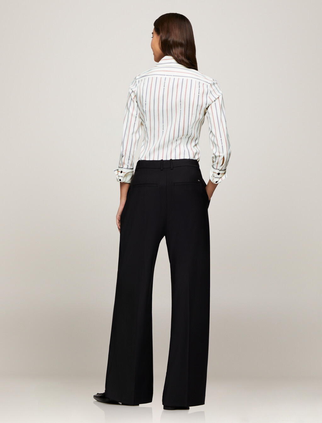 Asia Fit Logo Stripe Slim Shirt, Monotype Stp/ Ancient White, hi-res