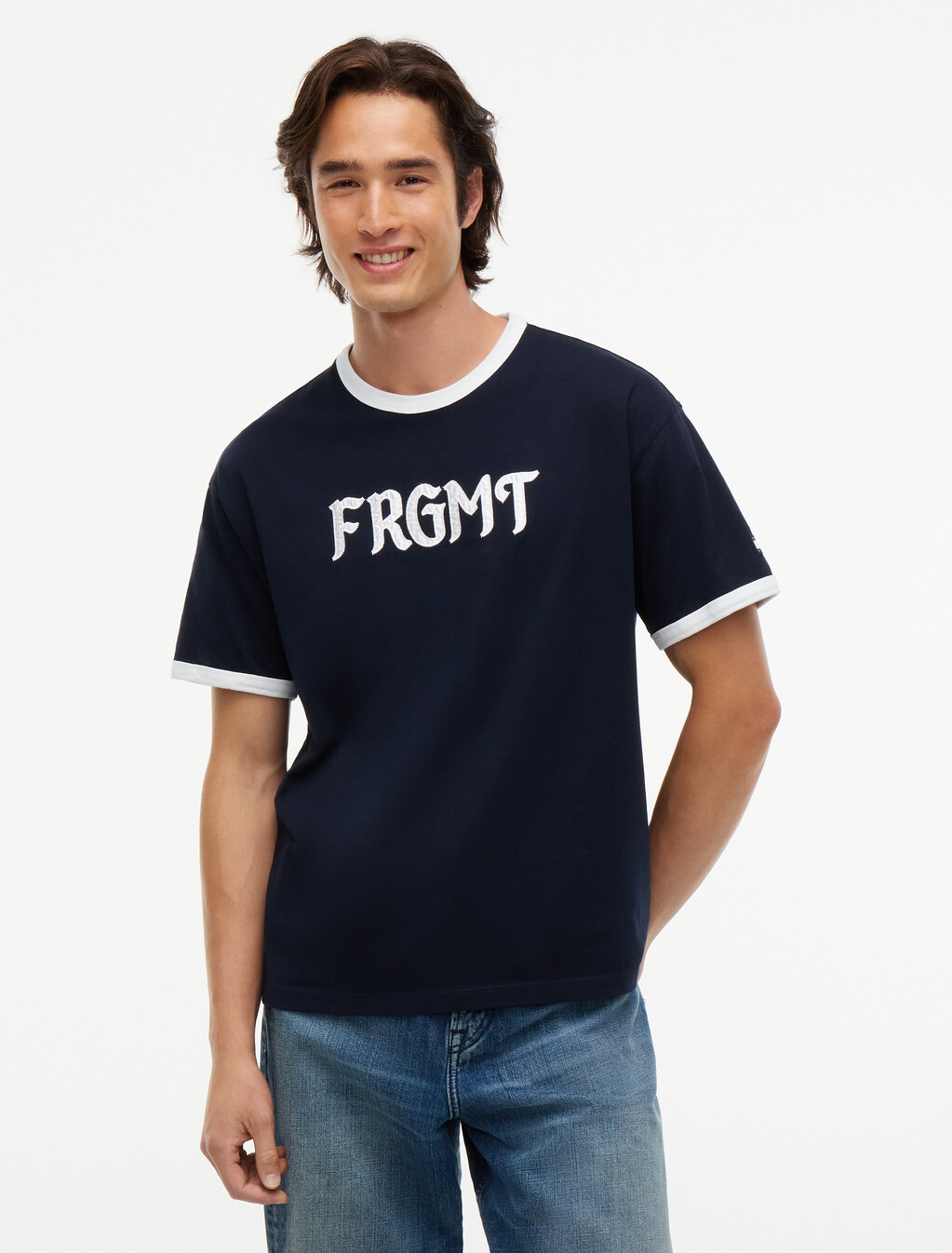 Relaxed Jersey Ringer T-Shirt, Navy Blue, hi-res