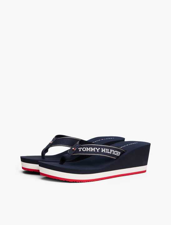 Enamel Flag Wedge Flip-Flops