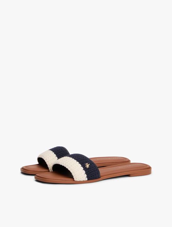 Logo Plaque Colour-Blocked Woven Mules