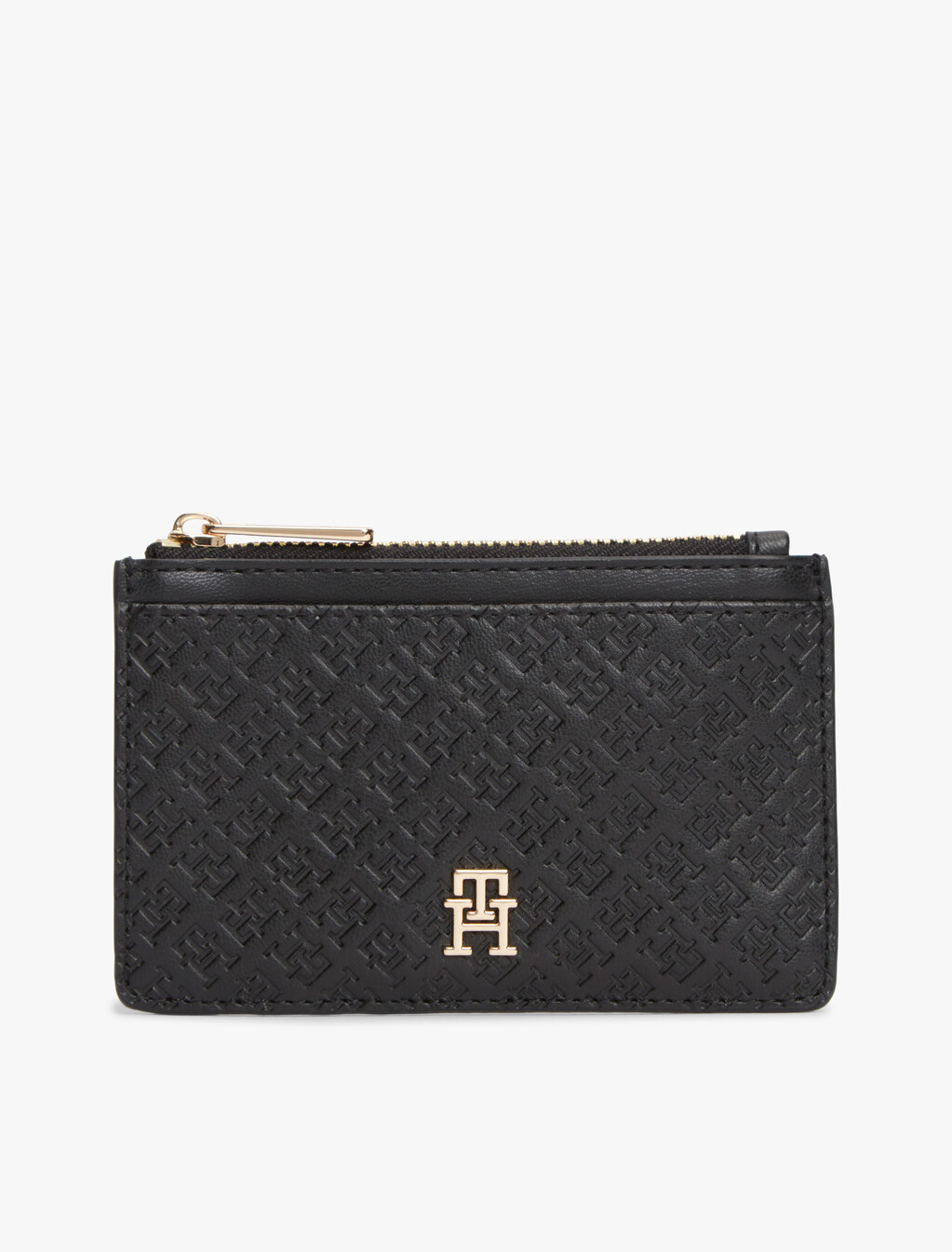 Hilfiger Icon Debossed Credit Card Holder, Black, hi-res