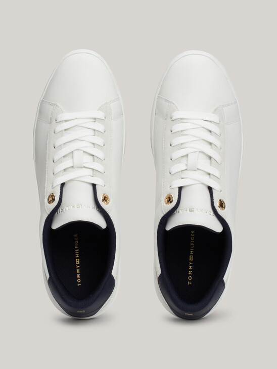 Metal Hardware Leather Court Trainers