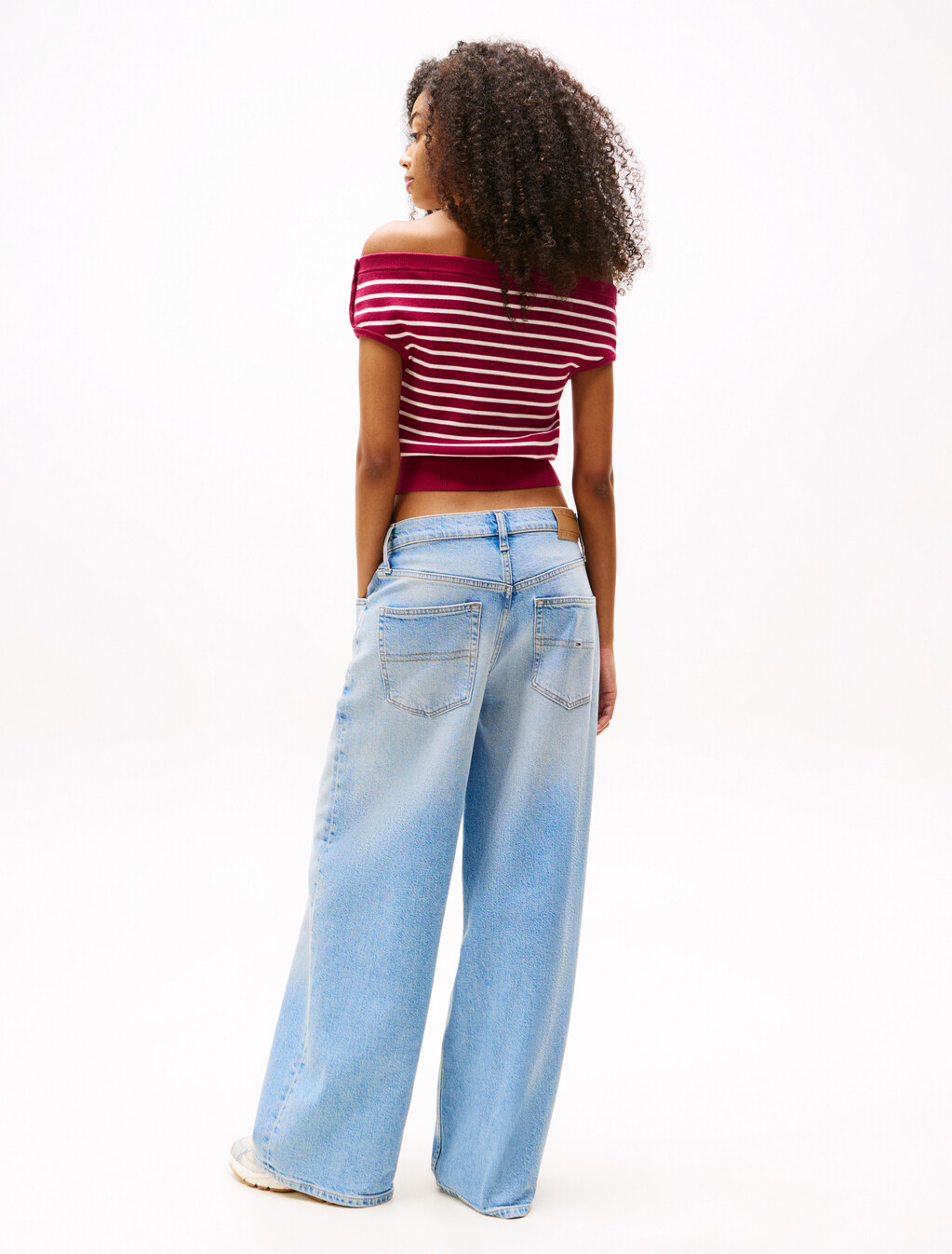 Off-The-Shoulder Cap Sleeve Jumper, Brilliant Berry / Stripe, hi-res