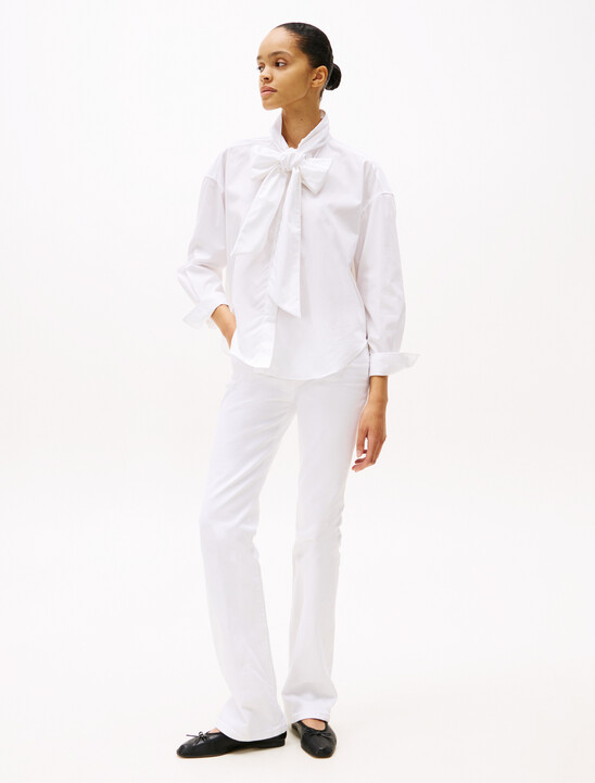 Relaxed Fit Bow Collar Shirt