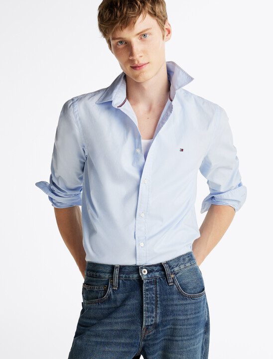 TH Flex Slim Fit Poplin Shirt, Sweet Blue TH Flex Slim Fit Poplin Shirt