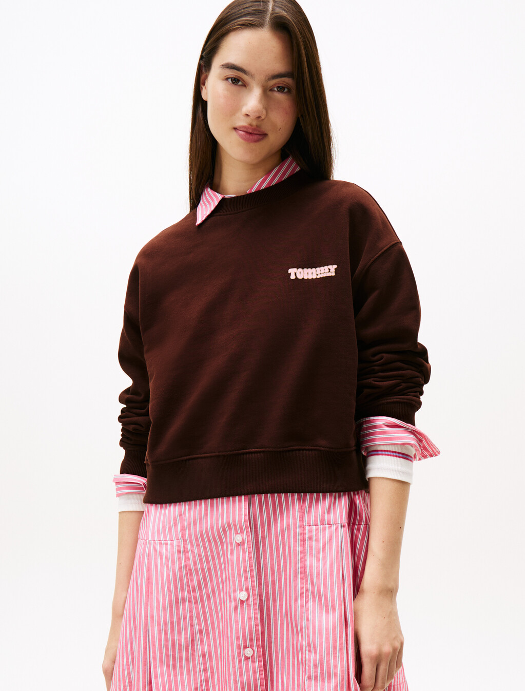 Relaxed Cropped Sweatshirt, Rich Brown, hi-res
