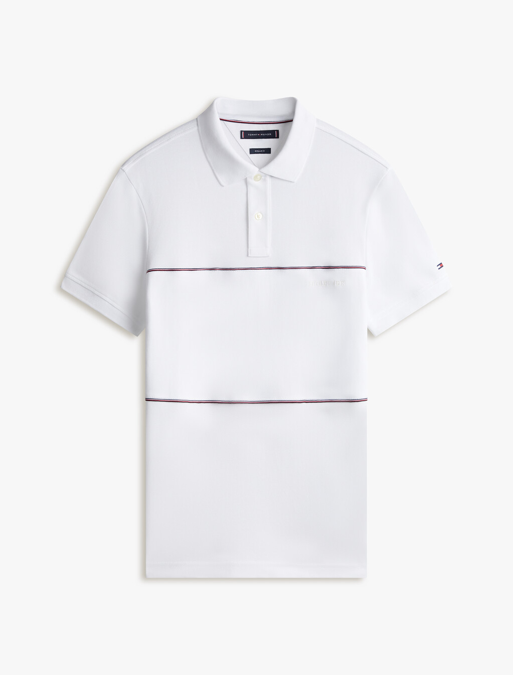 Global Stripe Block Polo, White, hi-res