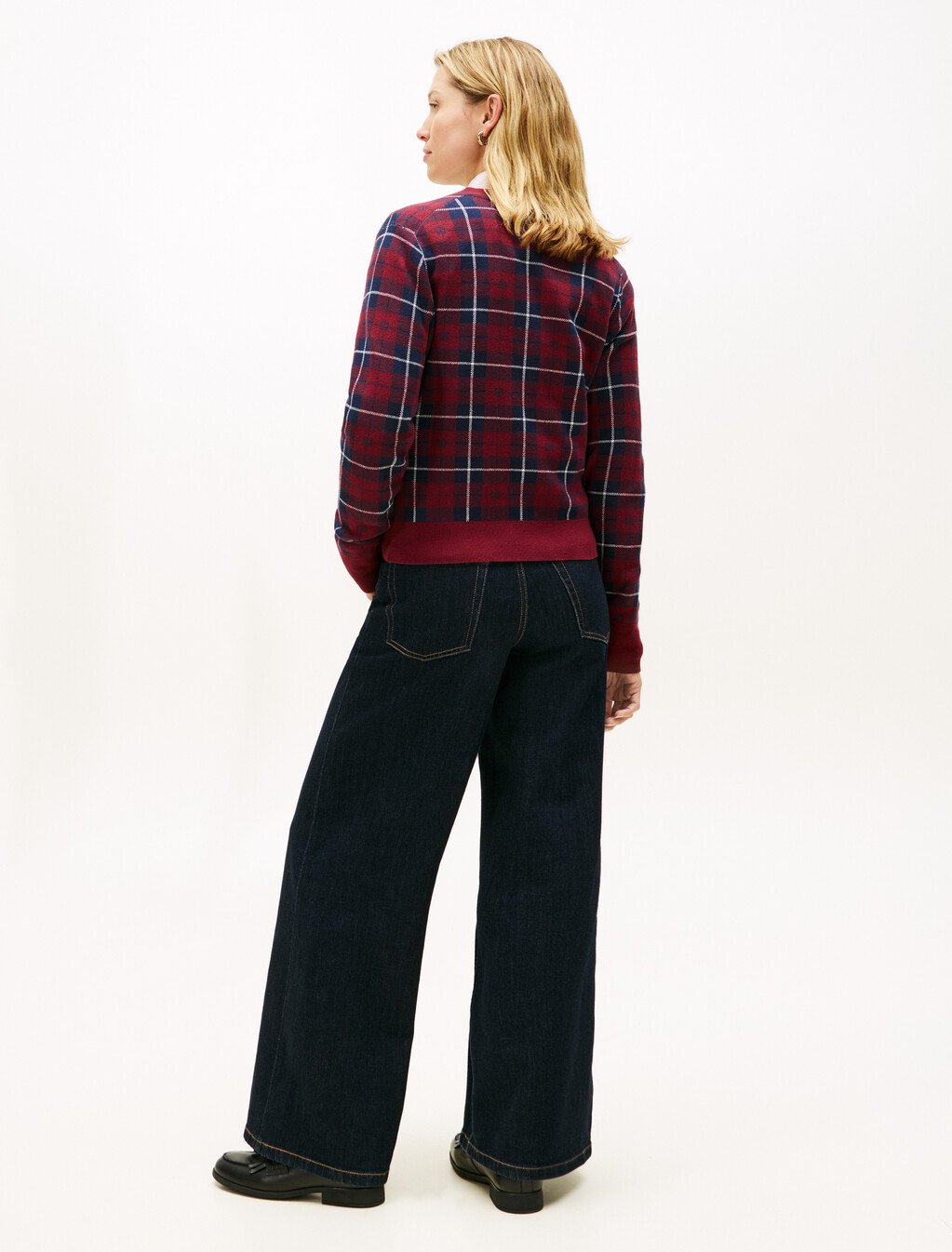 Tartan Flag Jacquard Crewneck Cardigan, Flag Tartan, hi-res