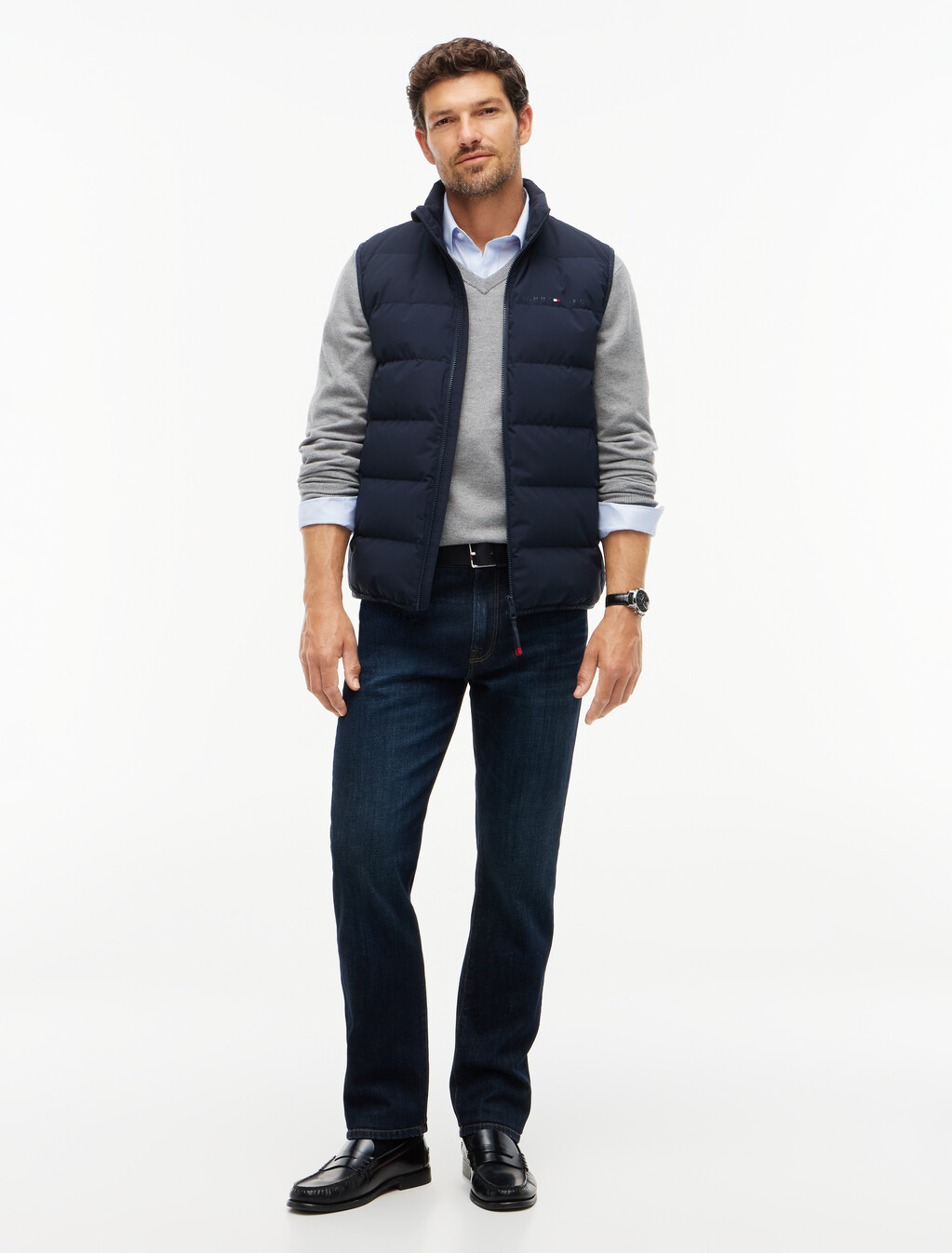 Lightweight Down Packable Gilet, Navy Blue, hi-res