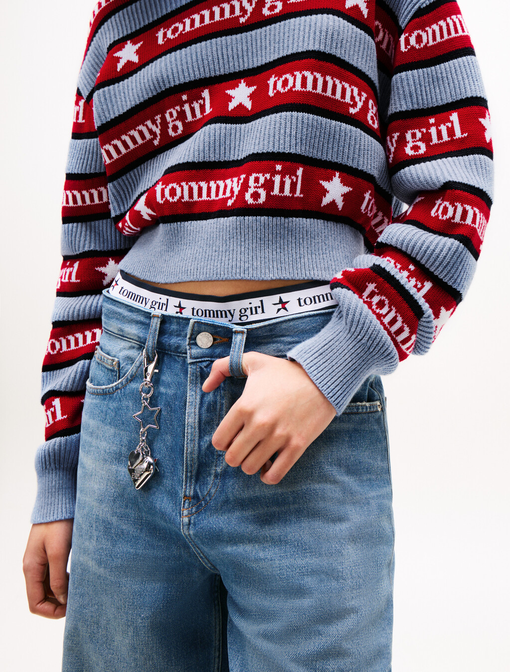 Tommy Girl Relaxed Stripe Jumper, Sweet Blue, hi-res
