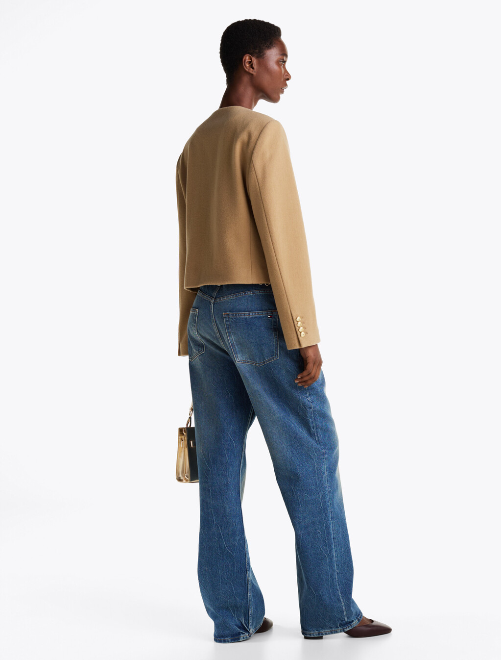 Double Faced Wool Rich Cropped Jacket, Classic Khaki, hi-res