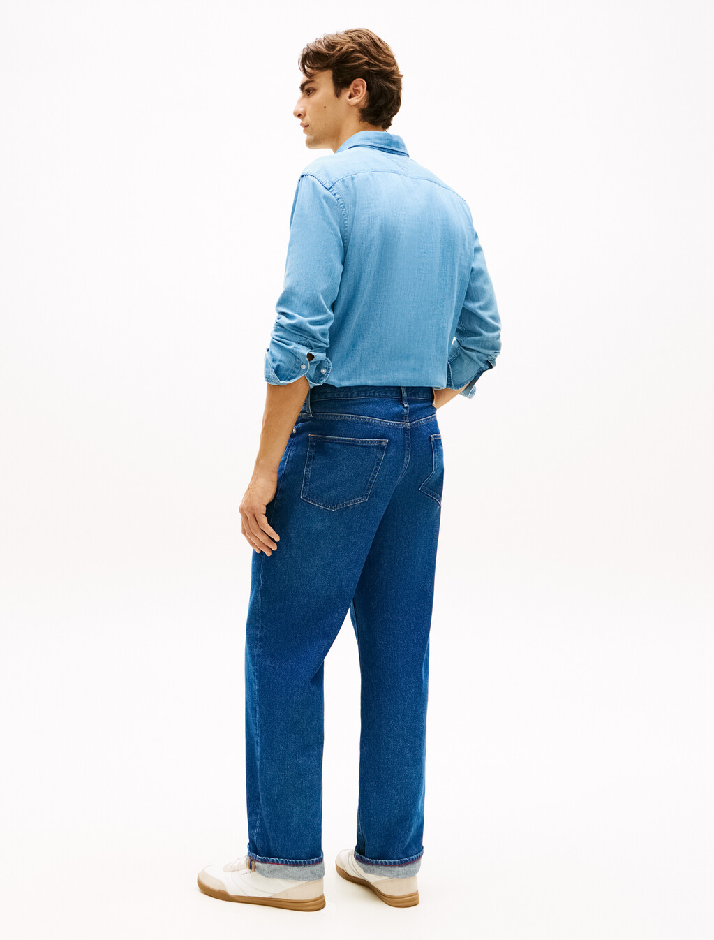 Flag Embroidery Relaxed Straight Leg Jeans, Ike Blue, hi-res