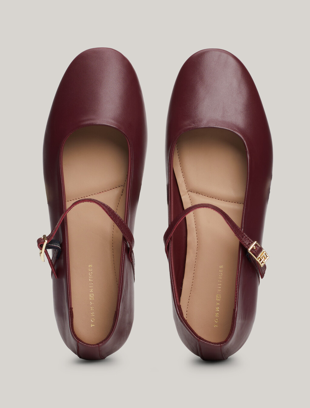 Leather Mary Jane Ballerinas, Deep Rouge, hi-res