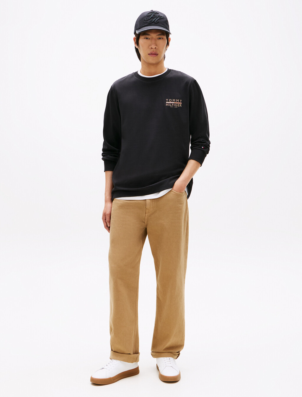 Icon Logo Embroidery Long Sleeve T-Shirt, Black, hi-res