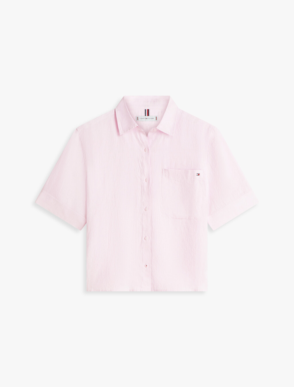 Relaxed Fit Pure Linen Short Sleeve Shirt, Lilac Powder, hi-res