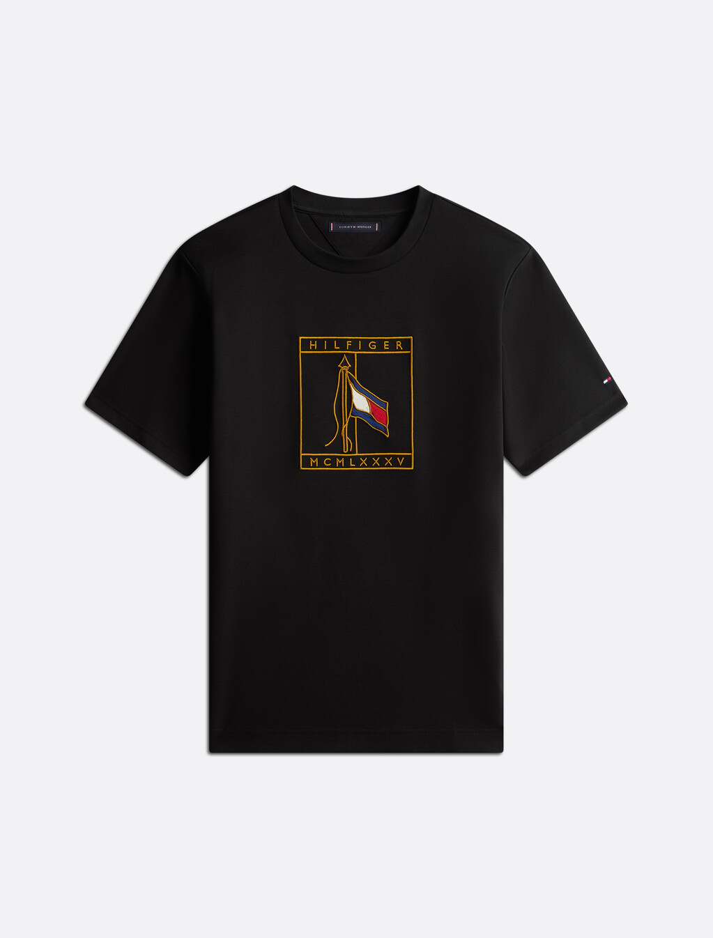 Flag Icon Embroidery Interlock T-Shirt, Black, hi-res