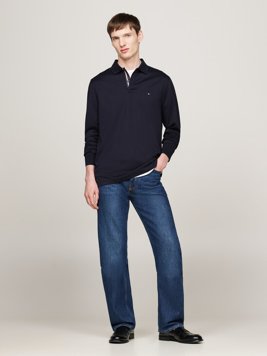 Jacquard Long Sleeve Polo Shirt