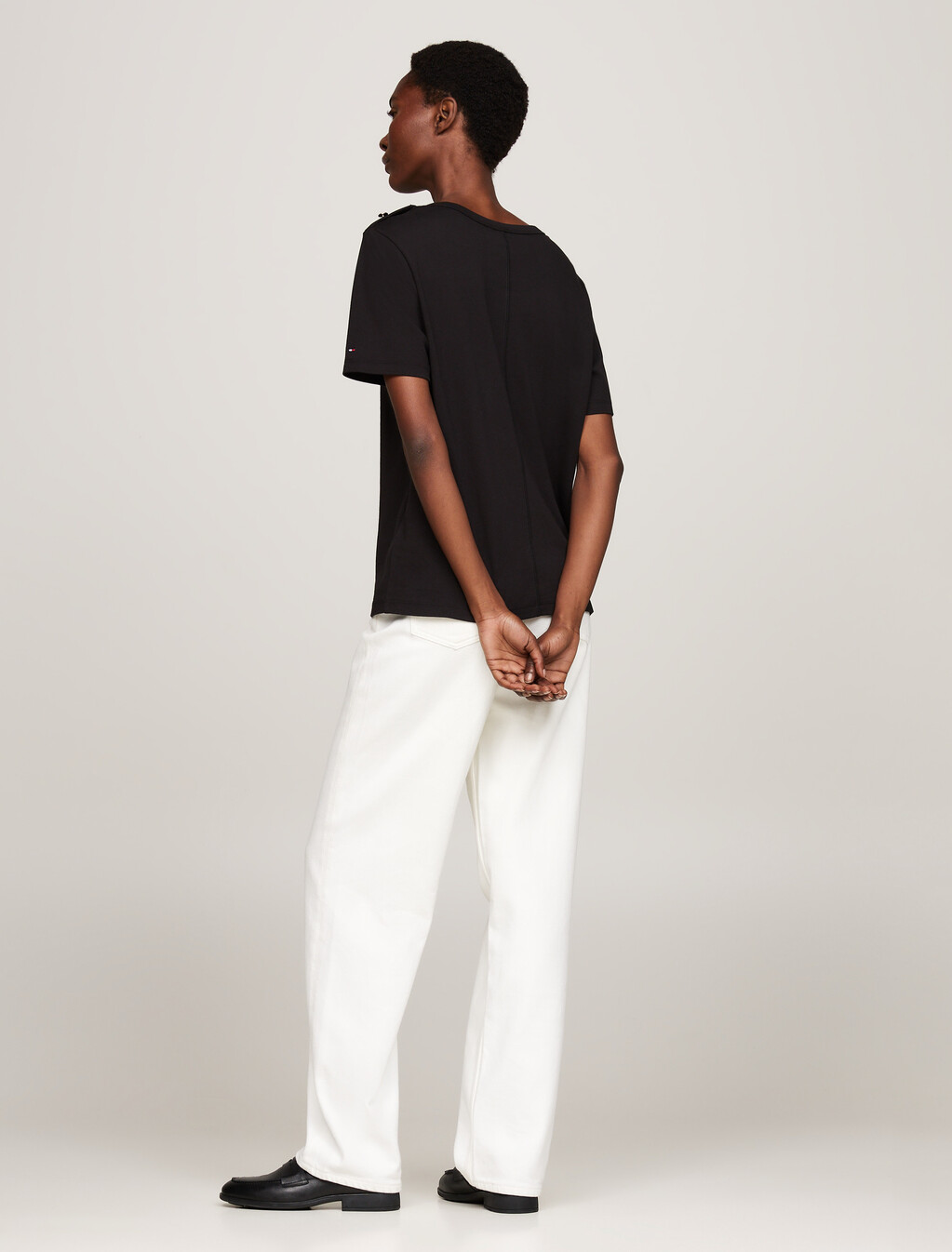 Stripe Boat Neck Relaxed T-Shirt, Black, hi-res