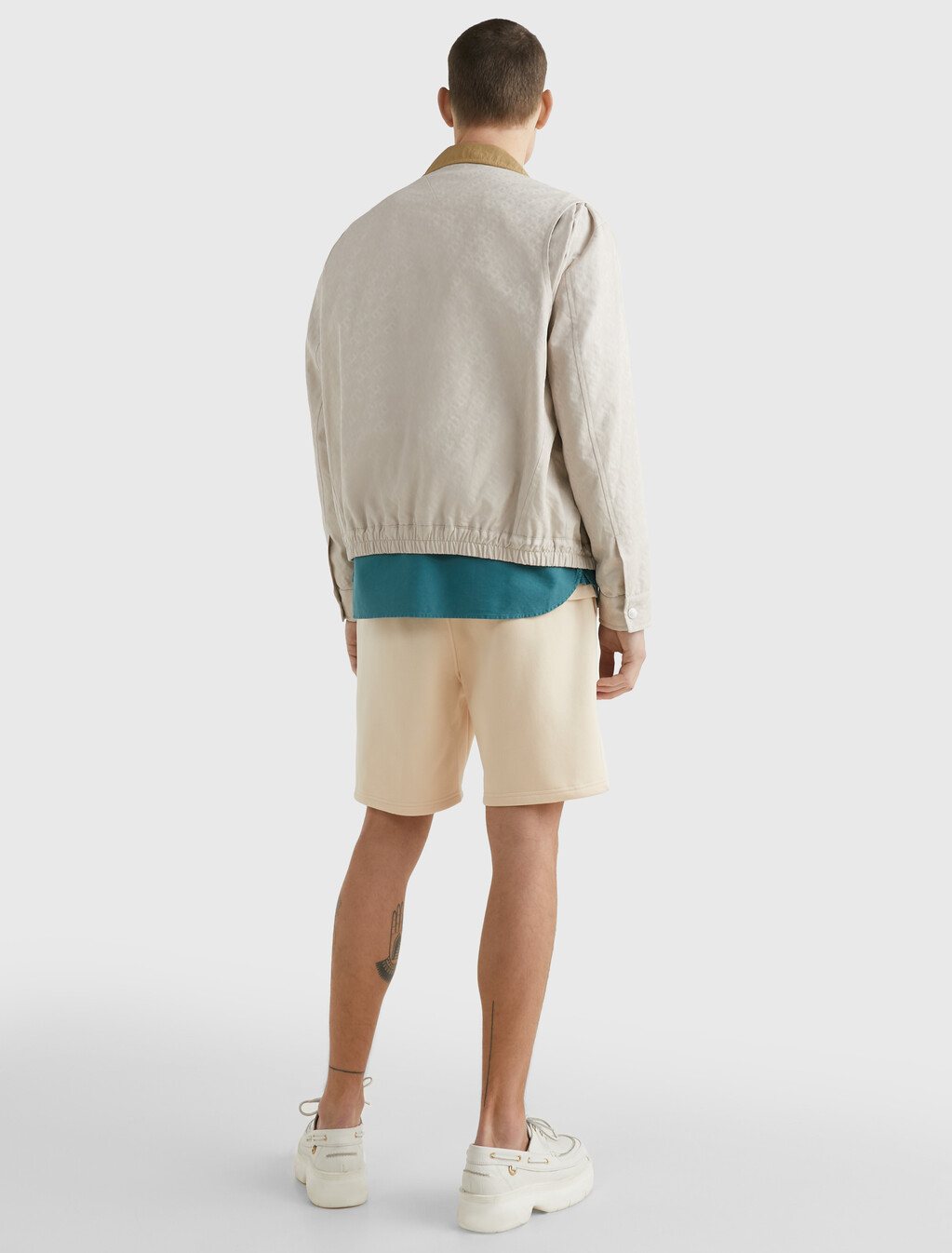 TH Monogram Contrast Collar Jacket, Monogram Weathered White, hi-res
