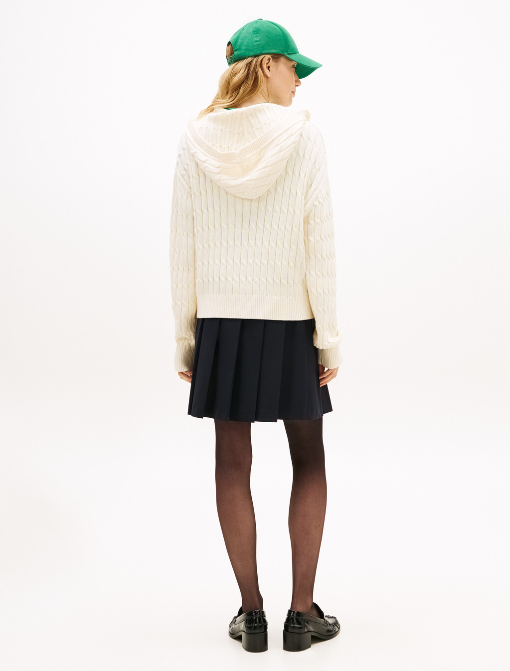 Cable Knit Zip Thru Hoodie, Calico, hi-res