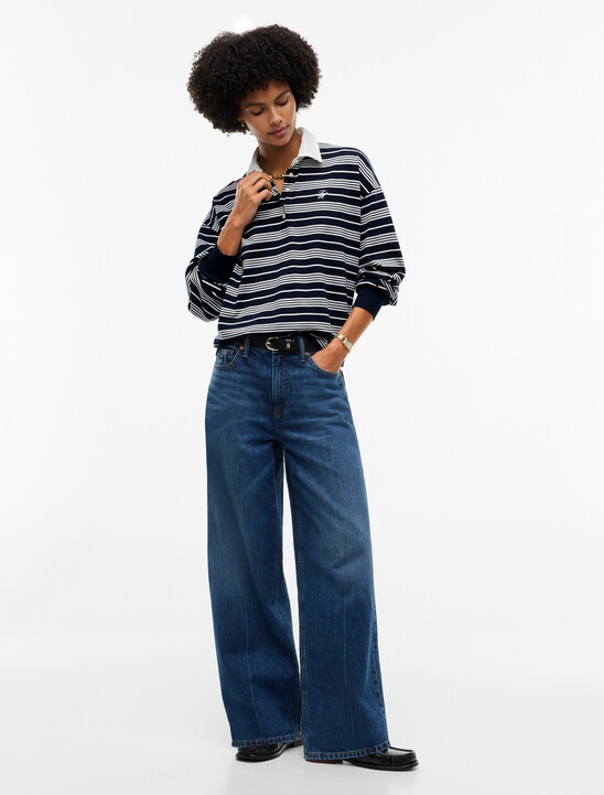 Rugby Stripe Relaxed Polo Sweatshirt