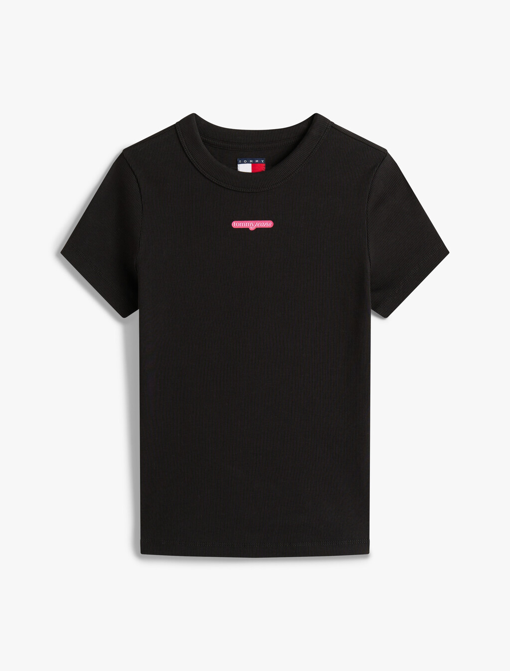 Script Logo Rib Knit T-Shirt, Black, hi-res