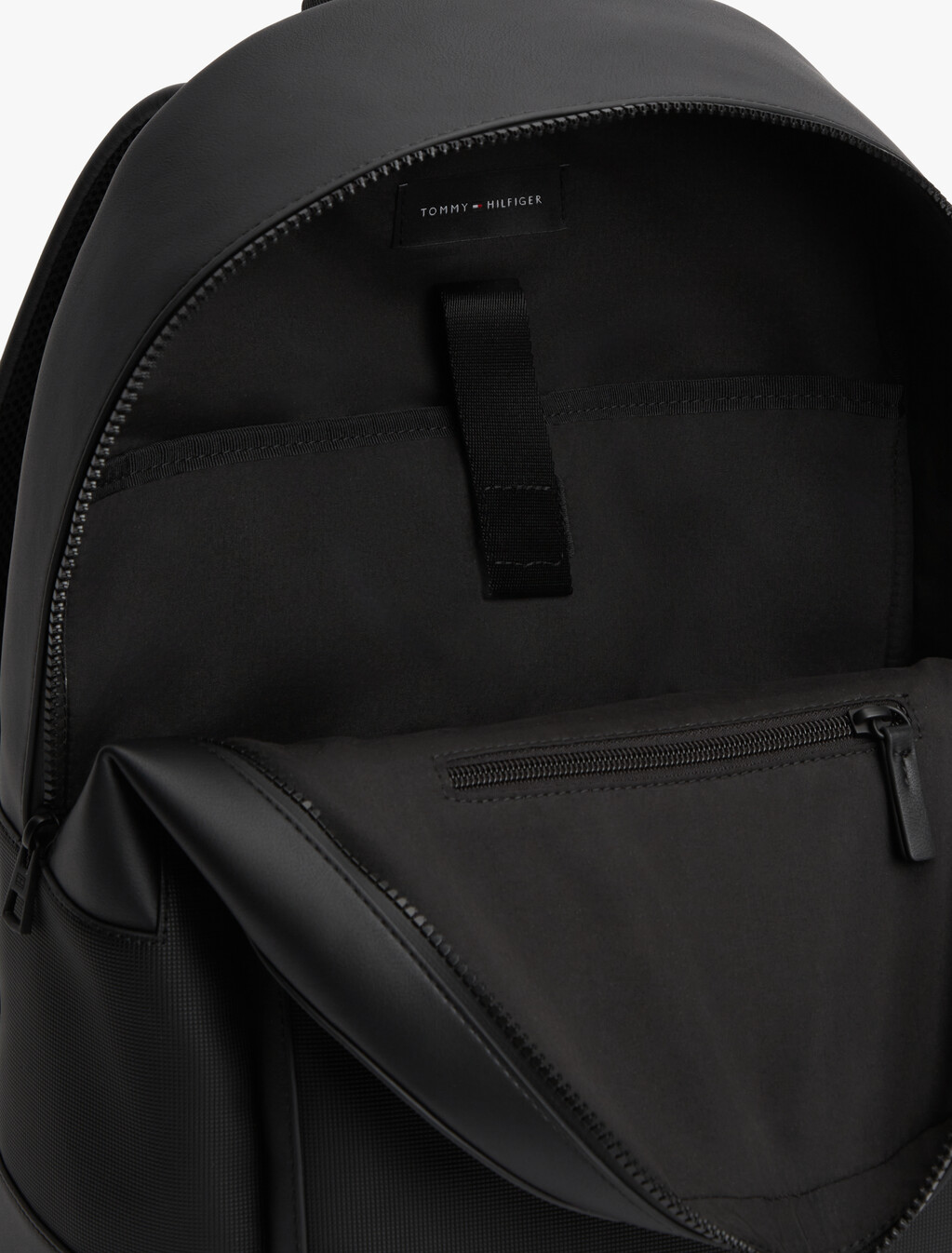 Metal Logo Textured Dome Backpack, Black, hi-res