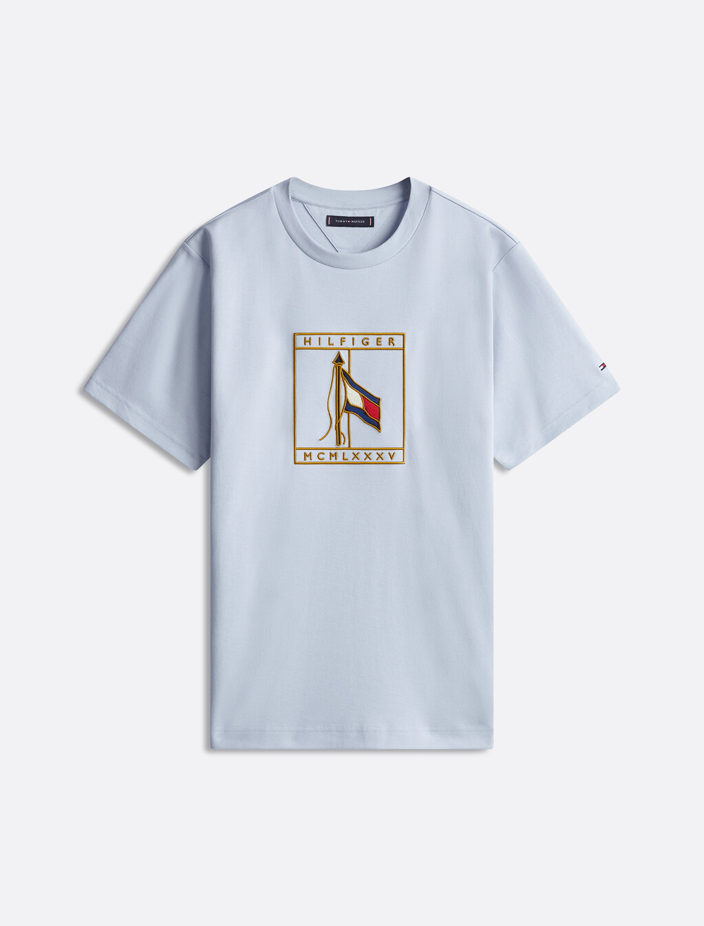 Flag Icon Embroidery Interlock T-Shirt, Breezy Blue, hi-res