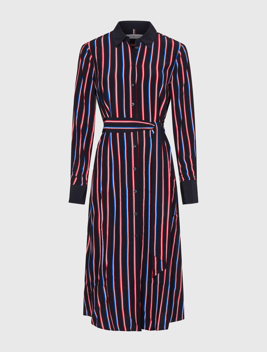 Viscose Stripe Midi Shirt Dress, Mini Pop Stripe, hi-res