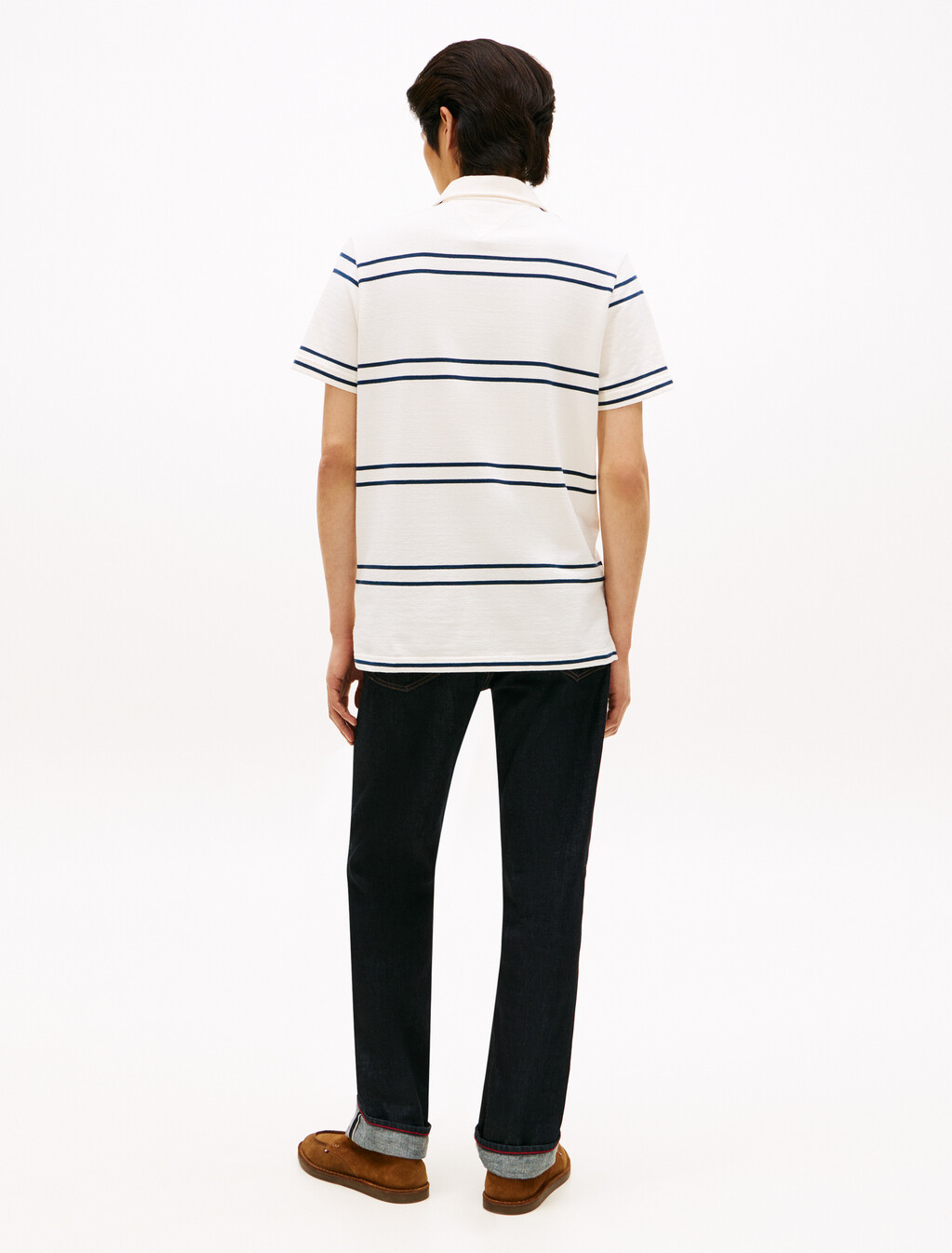 Reverse Terry Embossed Logo Polo, Ivory Petal / Pitch Blue, hi-res