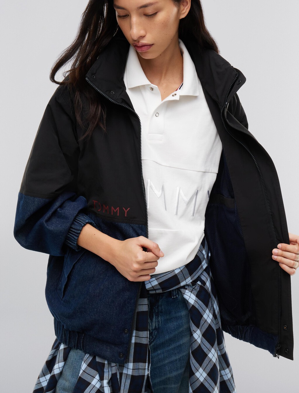 Tommy Hilfiger x FRGMT Colour-Blocked Regatta Jacket, Black / Flat Wash Denim, hi-res