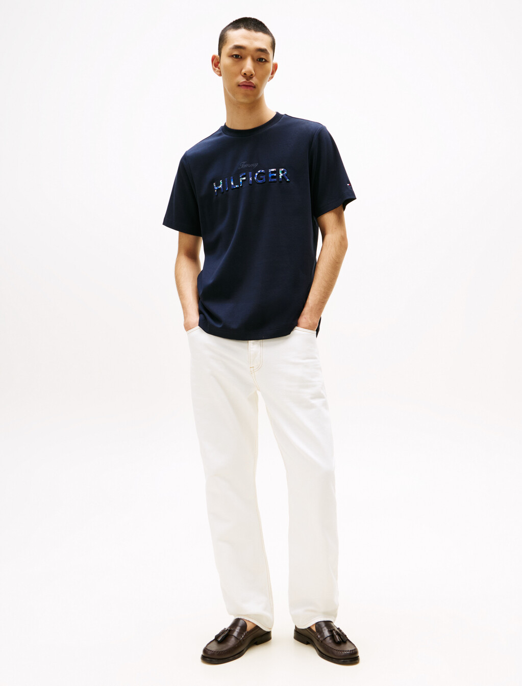 Hilfiger Embossed Logo T-Shirt, Desert Sky, hi-res