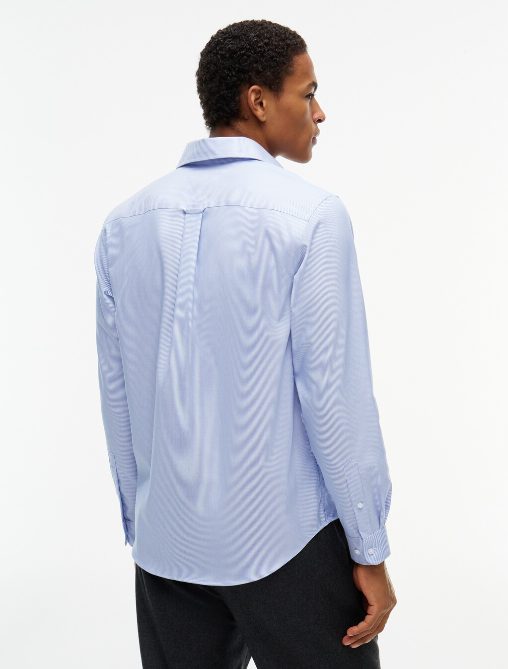 New York Label Regular Fit Non-Iron Stripe Shirt, Brilliant Navy / White, hi-res