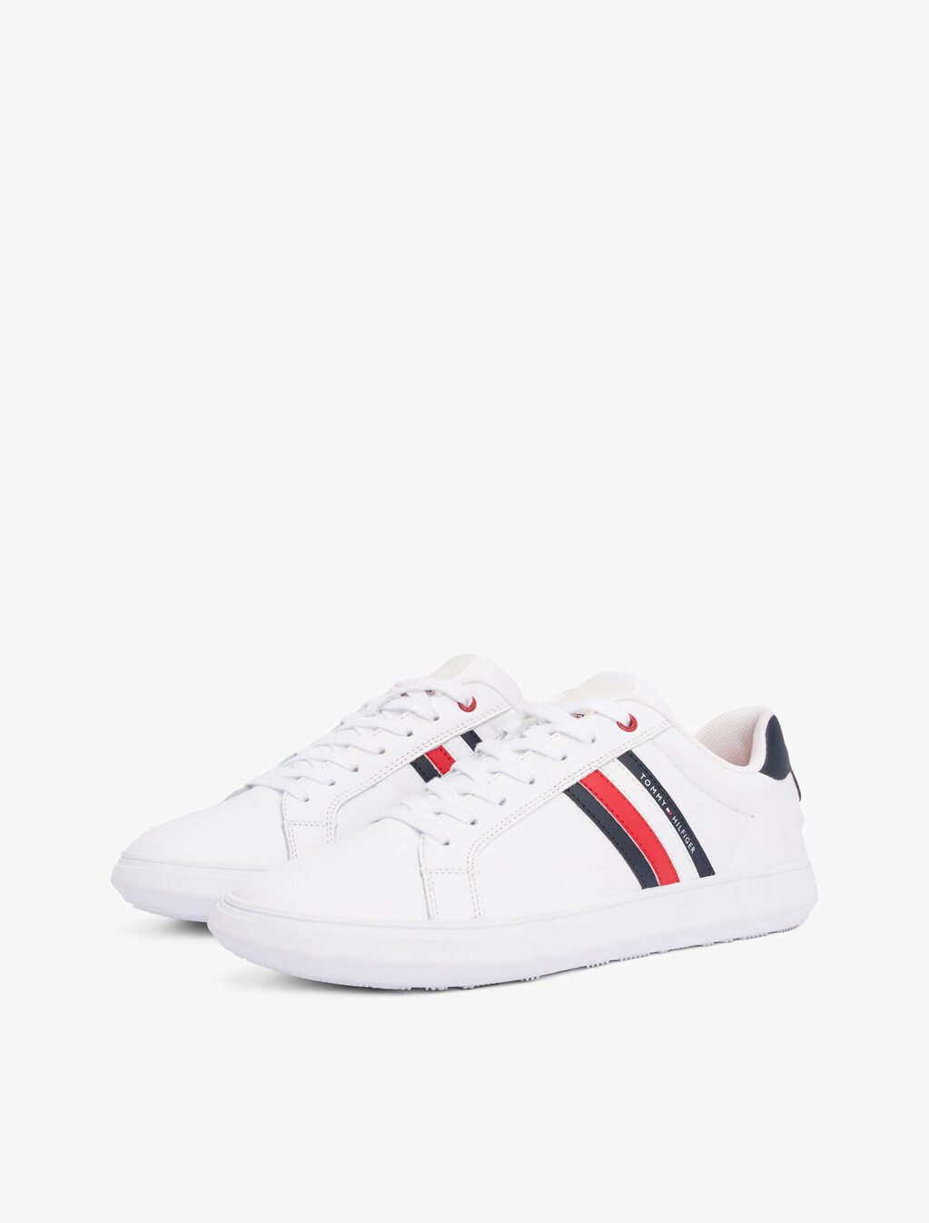Essential Leather Cupsole Trainers, White, hi-res