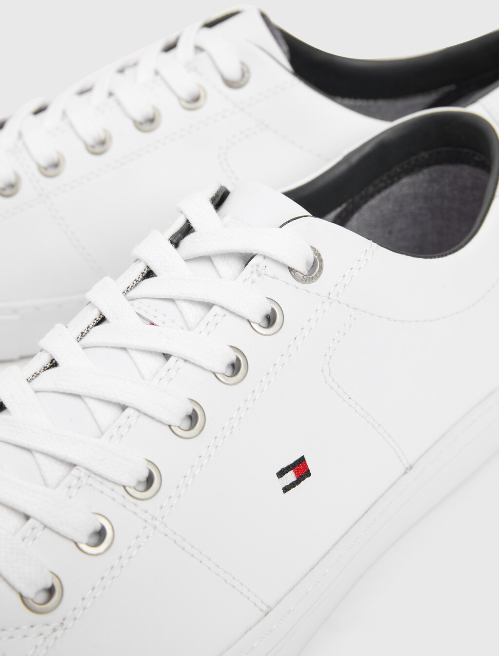 Essential Leather Lace-Up Trainers, WHITE, hi-res