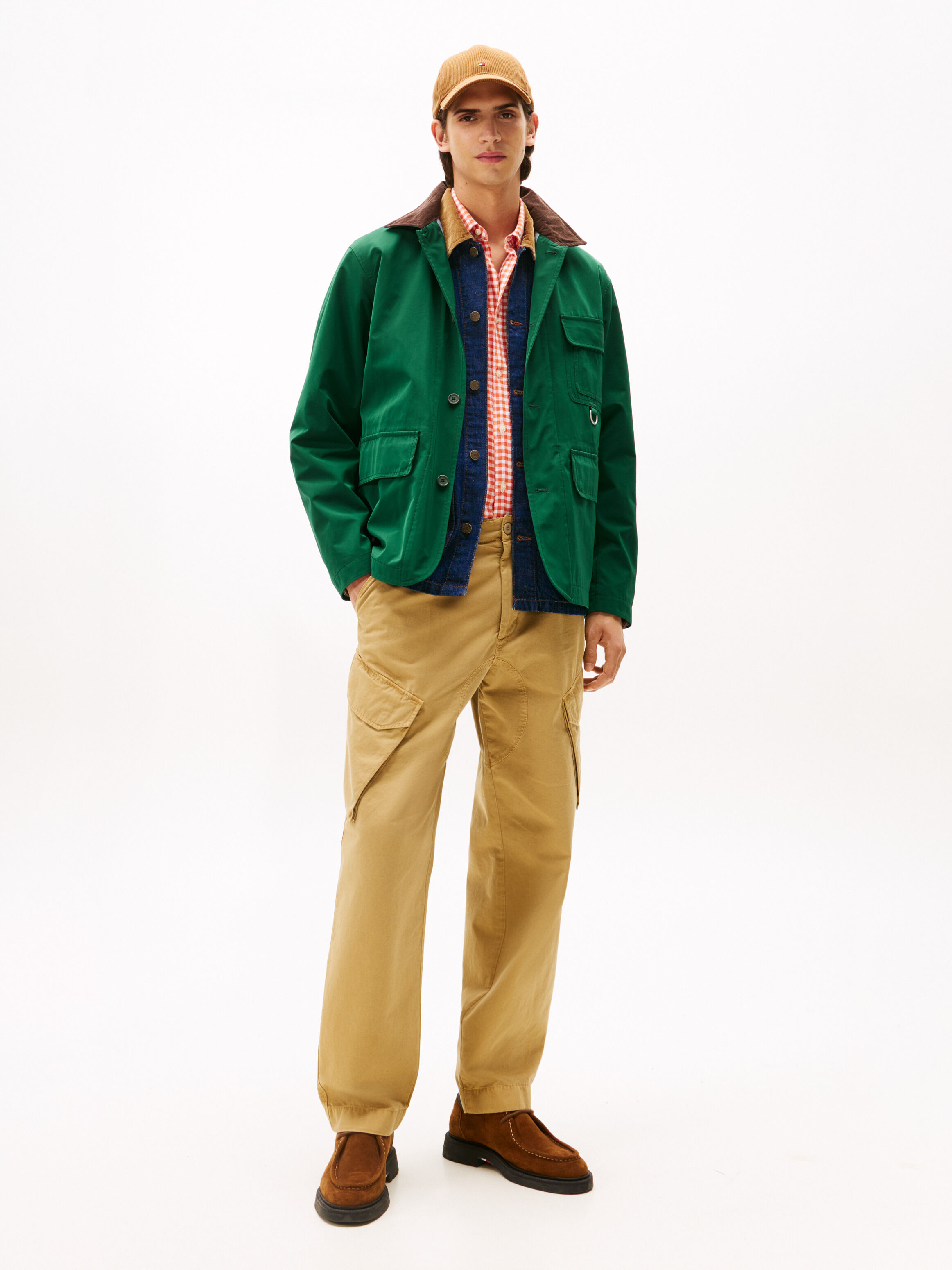 Corduroy Collar Water Resistant Windproof Jacket | green | Tommy
