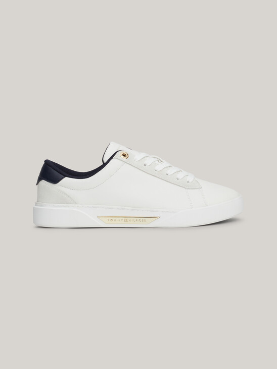 Metal Hardware Leather Court Trainers